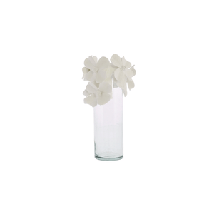 RECYCLED GLASS VASE WITH FLORAL CHINA TOP