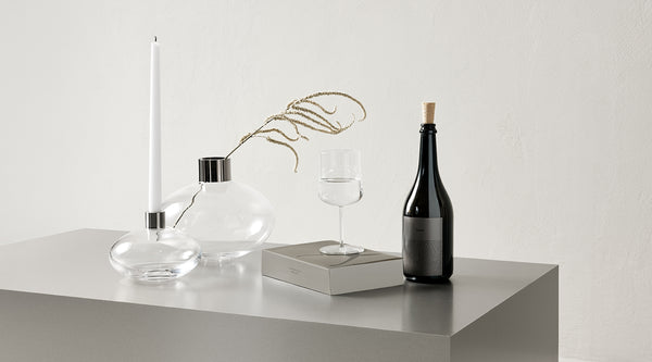PLUTO GLASS AND METAL CANDLE HOLDER