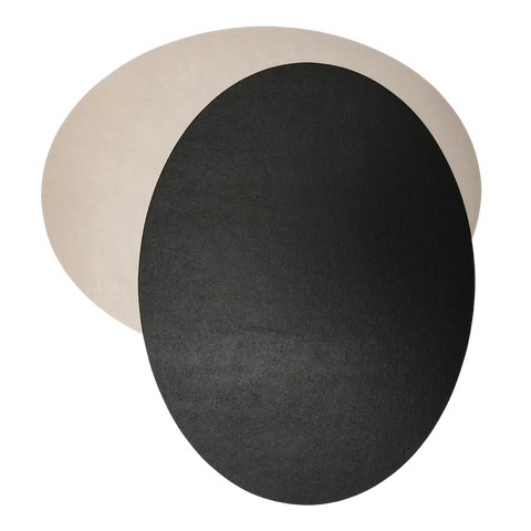 COATED OVAL PAPER PLACEMAT IN CACHMIRE AND BLACK