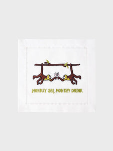 AUGUST MORGAN "MONKEY SEE" COCKTAIL NAPKINS--GIFT BOXED SET OF 4