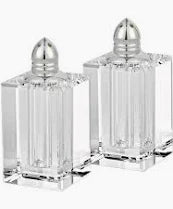 SQUARE CRYSTAL SALT + PEPPER SHAKERS