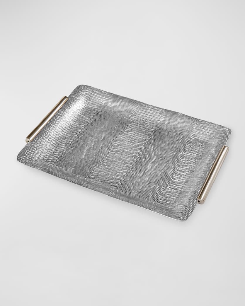 SIERRA MODERN PYTHON TRAY XL IN SILVER WITH GOLD ACCENTS