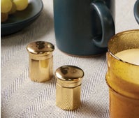 DUKE PEWTER SALT AND PEPPER SHAKERS IN GOLD