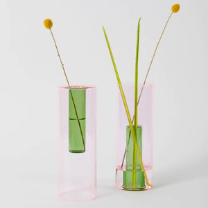 LARGE REVERSIBLE VASE IN GREEN AND PINK