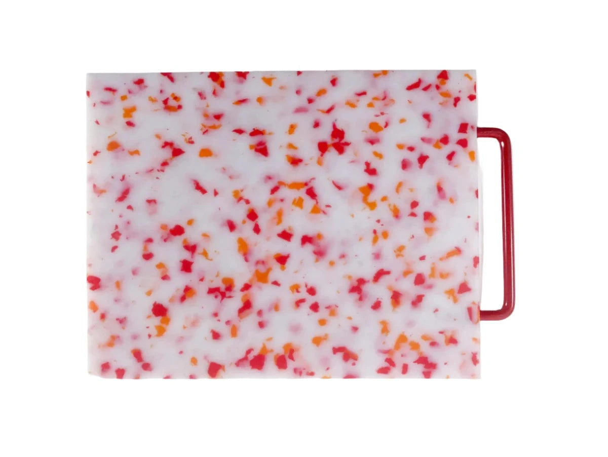 LARGE CUTTING BOARD IN WHITE WITH RED