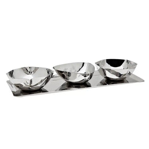 STAINLESS STEEL 3 BOWL SET WITH TRAY
