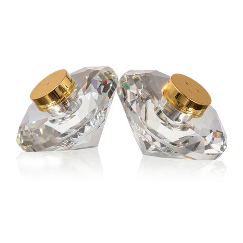 RIO CRYSTAL SALT + PEPPER SHAKERS IN GOLD