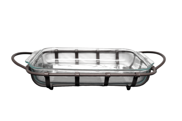 IRON LATTICE CASSEROLE WITH PYREX INSERT