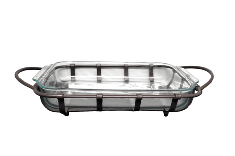 IRON LATTICE CASSEROLE WITH PYREX INSERT