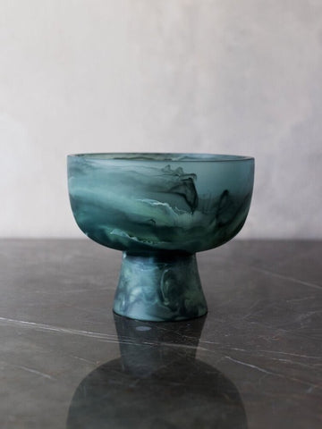 COPAL LOW PEDESTAL BOWL IN  MOSS