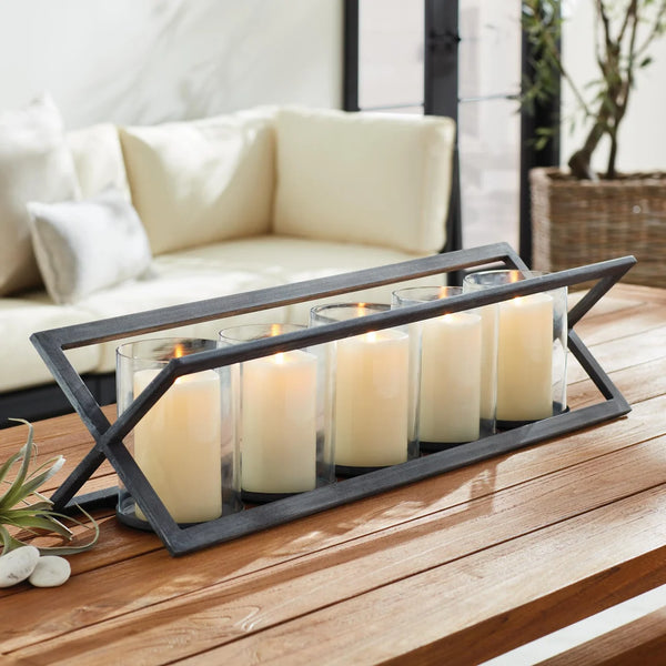 BAXTON AGED ZINC 5 PILLAR CANDLE HOLDER