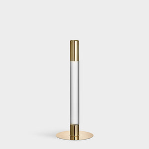 LUMIERE MEDIUM GLASS AND METAL CANDLE HOLDERS IN GOLD