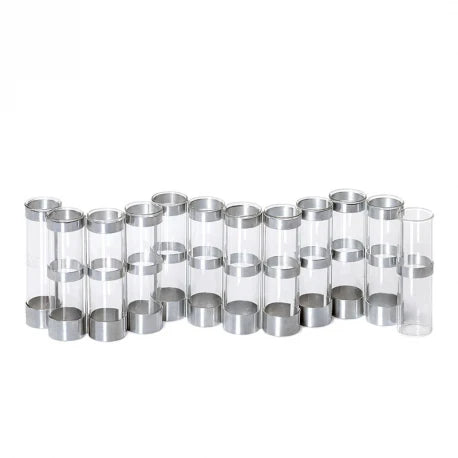 AVRIL HINGED BUD VASE IN GLASS AND METAL