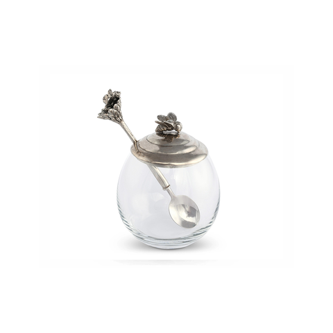 BEE HONEY POT WITH PEWTER COVER AND SPOON