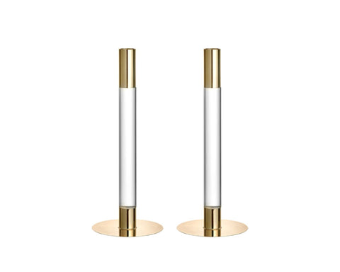 LUMIERE MEDIUM GLASS AND METAL CANDLE HOLDERS IN GOLD