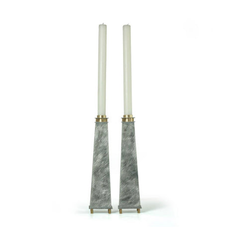 SANDED TALL TAPERED CANDLE HOLDERS