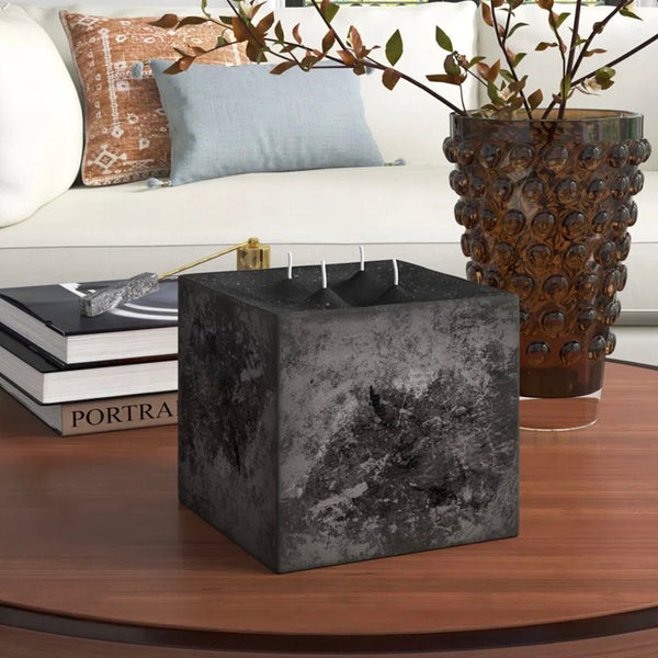CANDLE CUBE WITH 4 WICKS IN BLACK