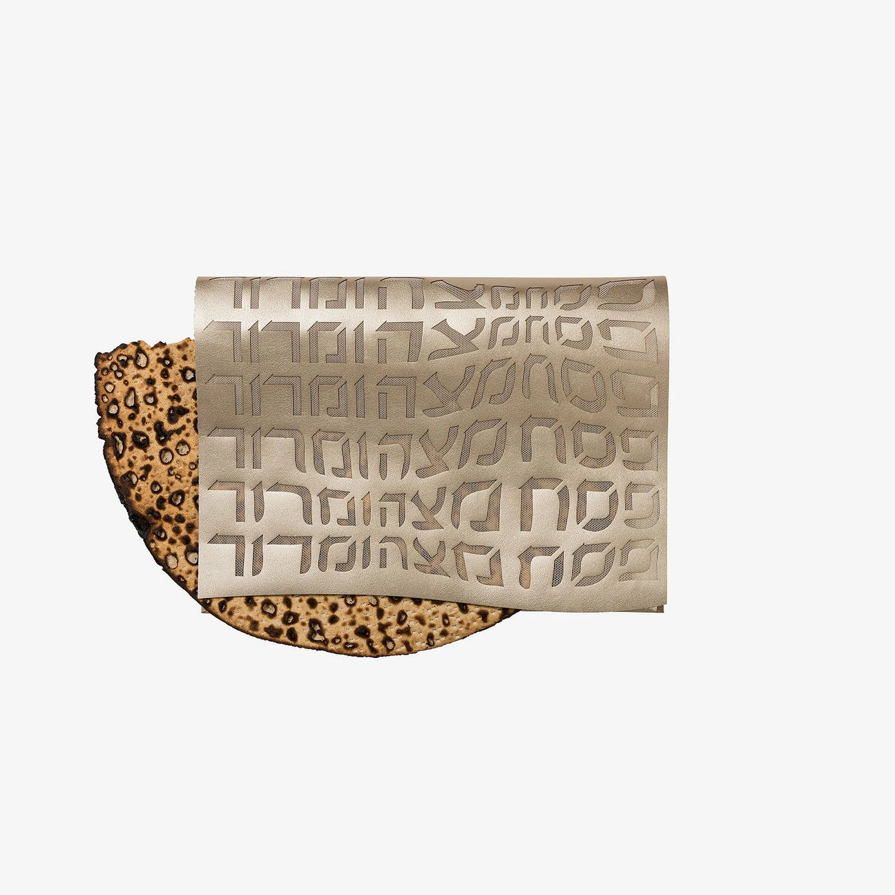 AFIKOMAN BAG WITH HEBREW TYPE IN CHAMPAGNE