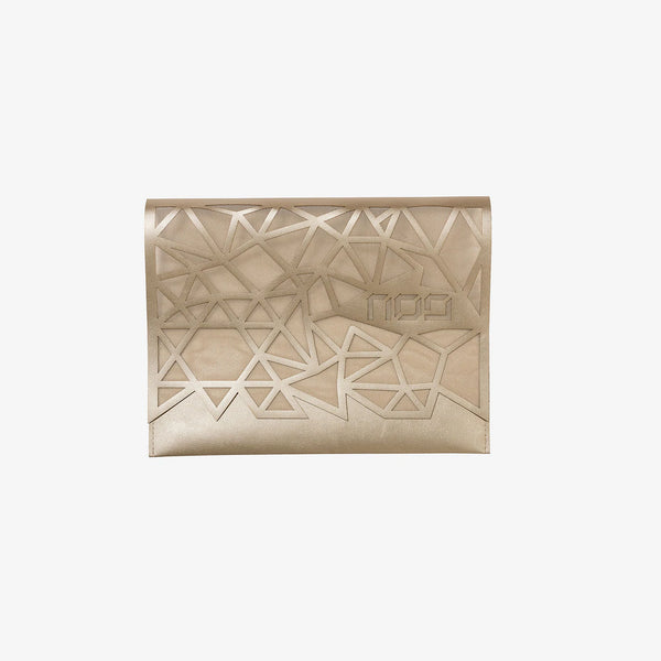 AFIKOMAN BAG WITH GEOMETRIC PATTER IN CHAMPAGNE