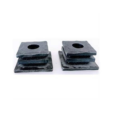 BLACKTHORNE FORGE STACKED SQUARES CANDLEHOLDER (PAIR)