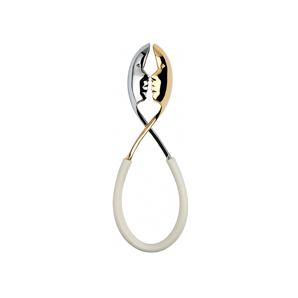 KISS STAINLESS & GOLD TONGS WITH WHITE HANDLE
