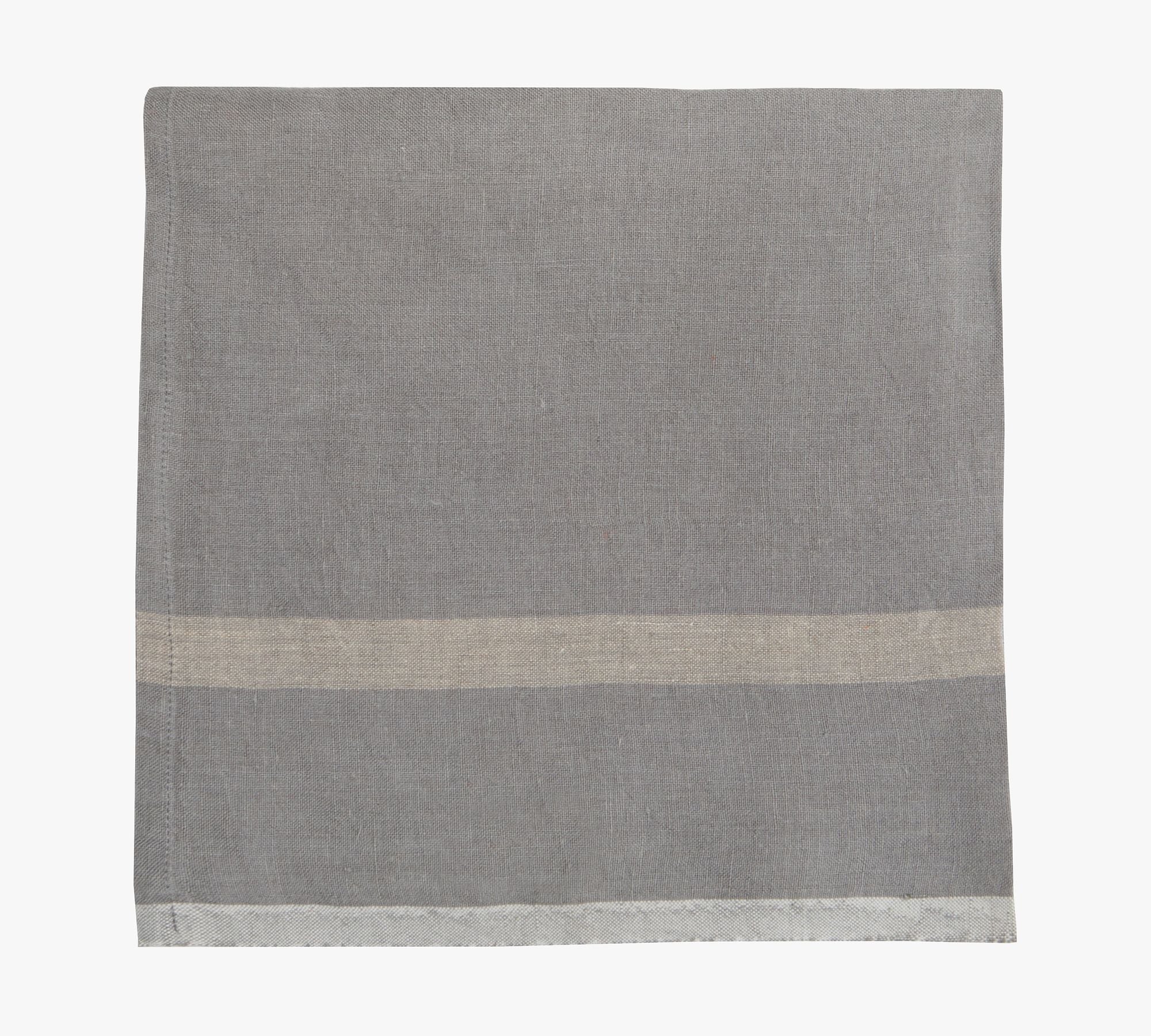 LAUNDERED LINEN NAPKIN IN GREY WITH NATURAL SRIPE