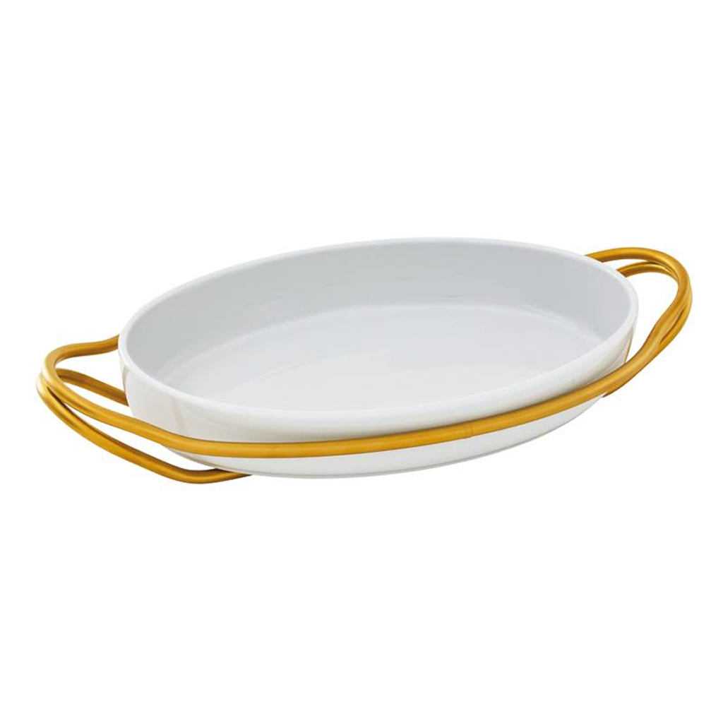LIVING OVAL CASSEROLE WITH GOLD FINISH