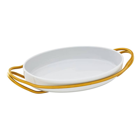 LIVING OVAL CASSEROLE WITH GOLD FINISH